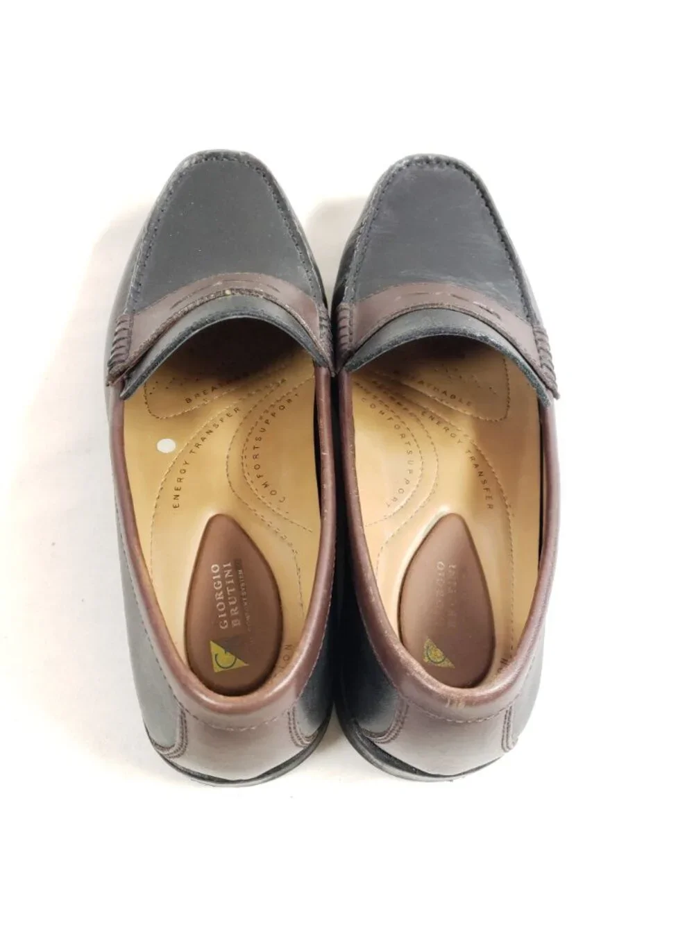 Giorgio Brutini Mens Size 9 Black & Brown Leather Penny Loafers